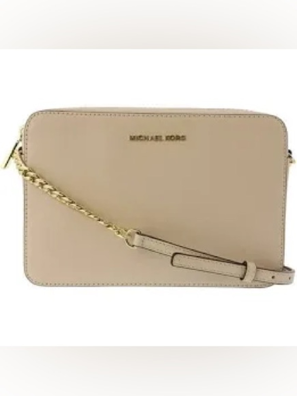Michael Kors Beige Crossbody with Gold Chain Strap